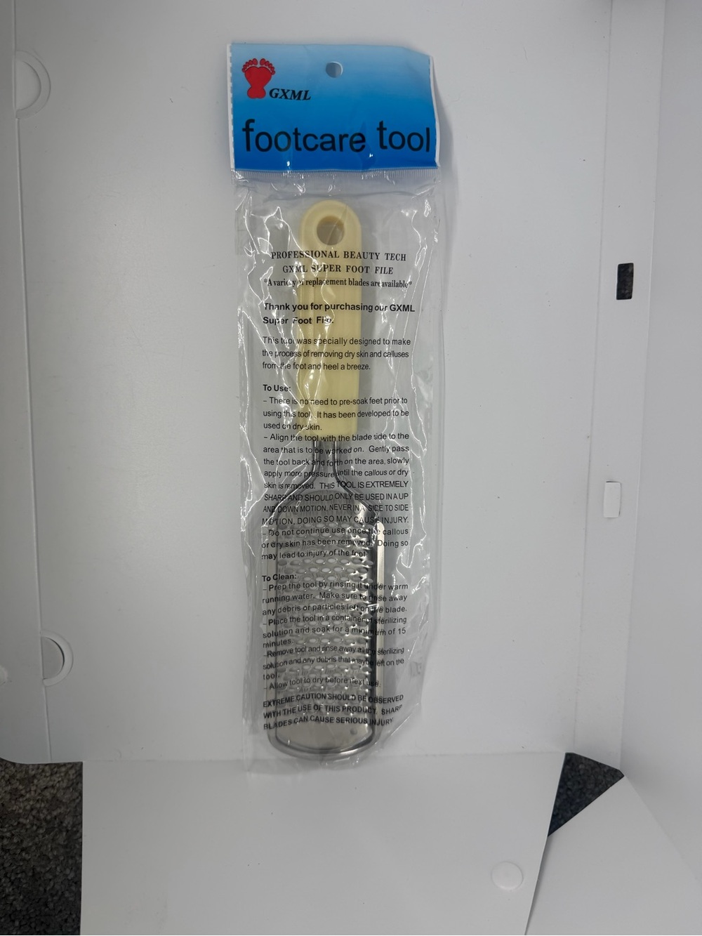 GXML Footcare Tool - Cream & Silver Foot File